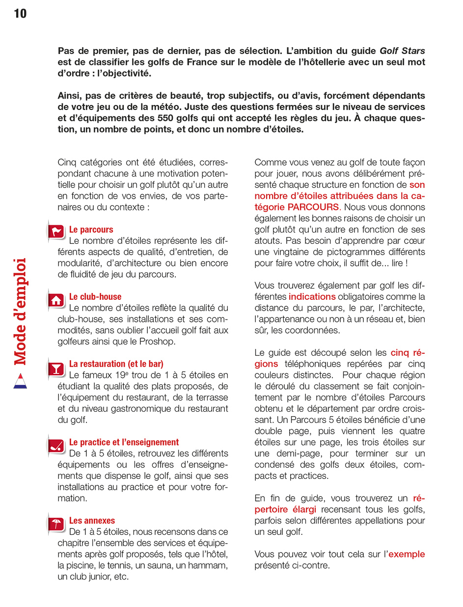 Page 2 of the guide of France Golf courses